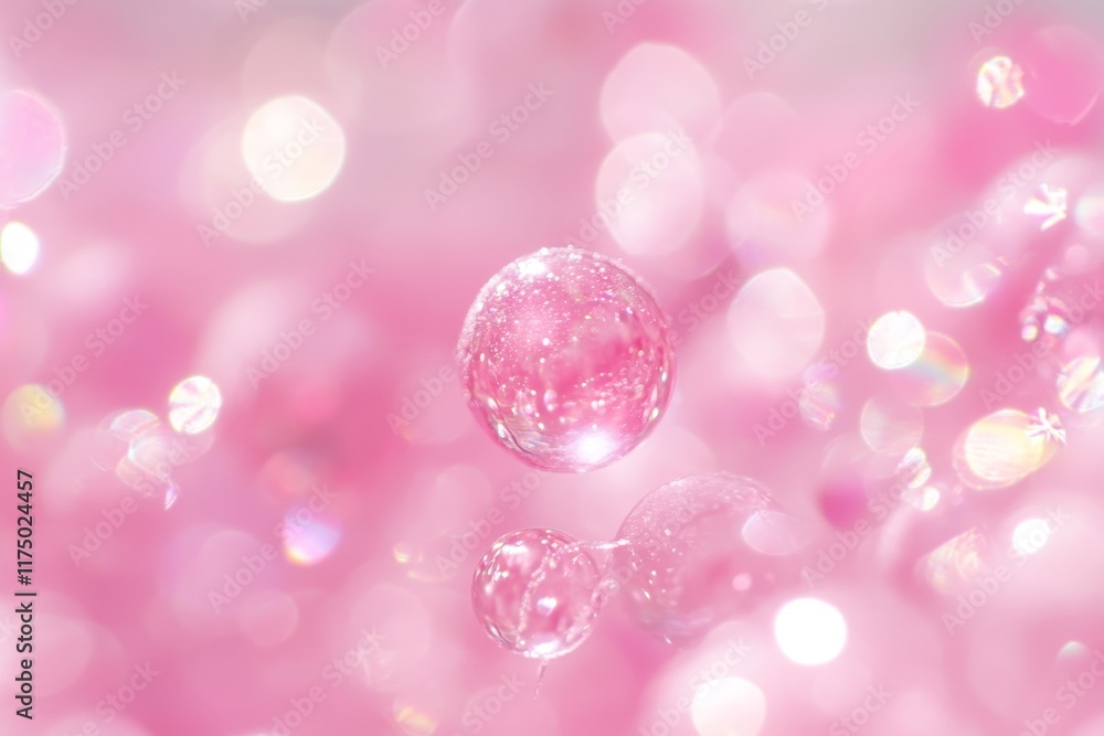 Poster serene abstract background showcasing soft pink bokeh with a whimsical ball theme for artistic use