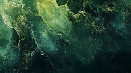 Fototapeta premium Fantasy forest landscape with green and black marble texture, fluid swirls and watercolor art style