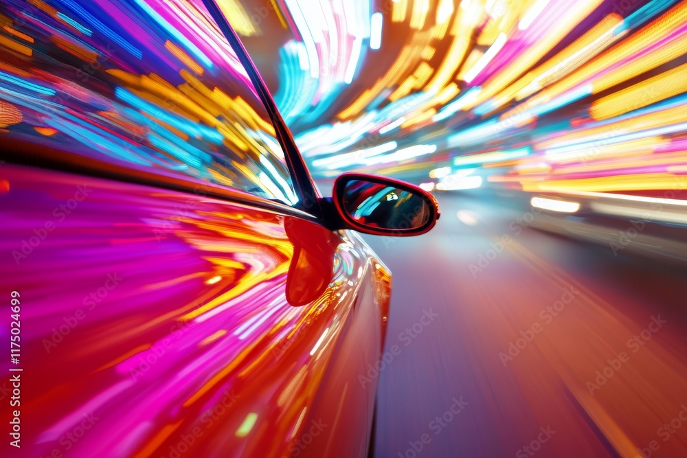 Aufkleber vibrant abstract background showcasing the dynamic motion and colorful blur of a fast moving car