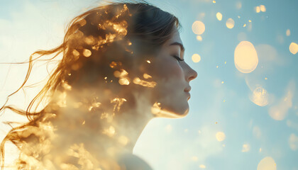 Dreamy shot of a woman with flowing hair