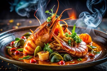 Gourmet Seafood Dinner: Long Exposure, Elegant Restaurant Dish