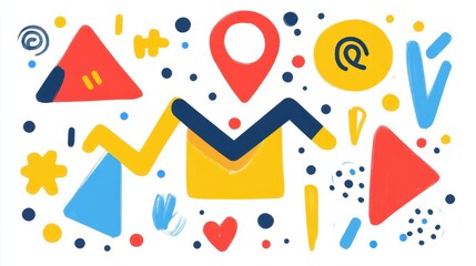 A vibrant mix of colorful abstract shapes and symbols. Perfect for website backgrounds, social media posts, or playful branding elements.