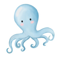 blue octopus isolated on white