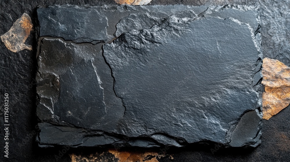 Poster dark grey slate stone texture background. ideal for menu design, rustic backgrounds, or adding a nat