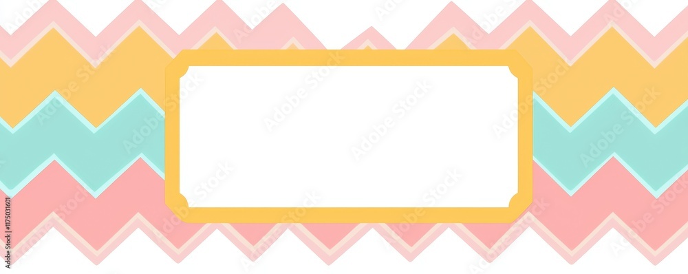 Poster Pastel Chevron Pattern Background with Blank Yellow Banner Perfect for Design Projects and