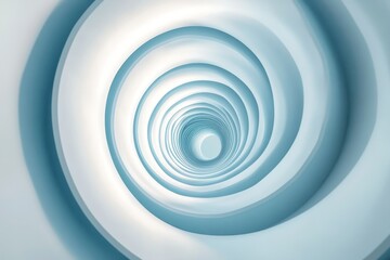 Fototapeta premium Abstract white spiral tunnel with light blue walls creating a mysterious atmosphere and depth