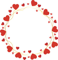 Round frame of hearts around empty space in the center good for valentine card