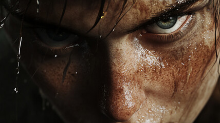 Obraz premium Detailed character with highly realistic features in a high-contrast style 