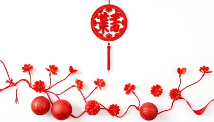 Obraz premium Red Chinese New Year decoration on white background