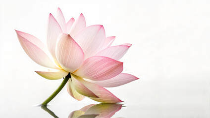 Pink lotus flower on white background