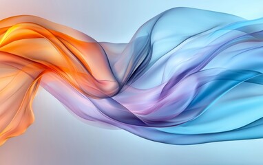 Naklejka premium Abstract Swirling Colorful Waves Blue Purple Orange Fluid Design Digital Art Background