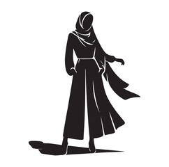 Naklejka premium Hijab style standing vector Silhouette SH