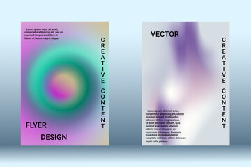 Set for liquid on colorful background. Bright mesh blurred pattern in pink, blue, green tones. Fashionable advertising vector in retro for book, annual, mobile interface, web application.