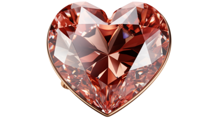 Heart-Shaped Pink Diamond Gemstone, Luxury Jewelry, 3D Render, studio view, isolated on transparent background.