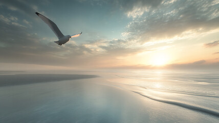Naklejka premium Serene seascape with soft atmosphere in atmospheric tones 