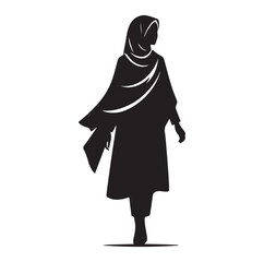 Naklejka premium Hijab style standing vector Silhouette SH