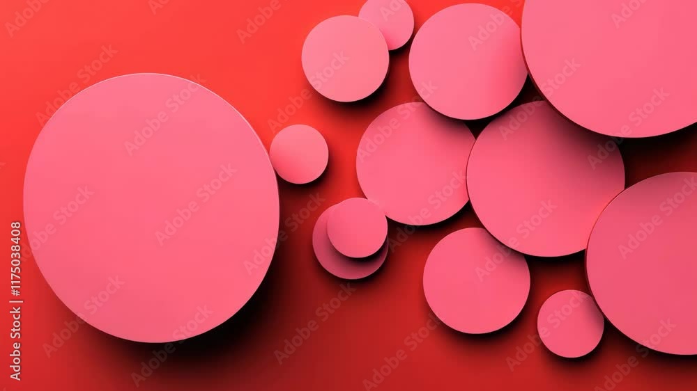 Poster red background with pink circles on it. the circles are arranged in a way that they look like they a