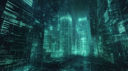 Fototapeta premium Cyberpunk urban landscape with detailed architecture in a high-energy atmosphere 