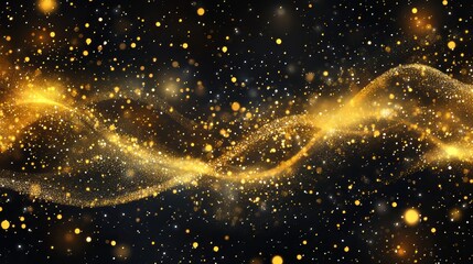 A mesmerizing swirl of golden particles on a dark background.