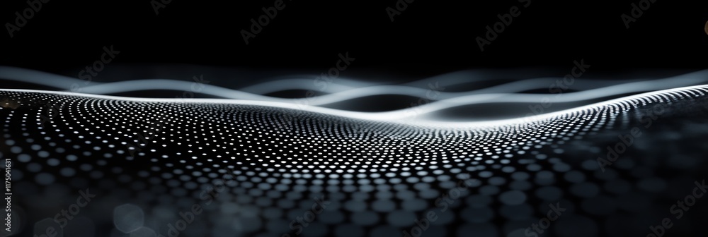 Poster holographic waves creating a mesmerizing visual experience in dark surroundings