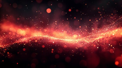 Obraz premium Vibrant holographic wave of sparkling particles creating a colorful cosmic background