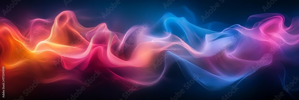 Aufkleber vibrant holographic waves of color flow seamlessly across a dark background in a mesmerizing display