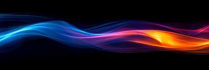 Naklejka premium Colorful holographic waves flowing across a dark background creating a mesmerizing visual effect