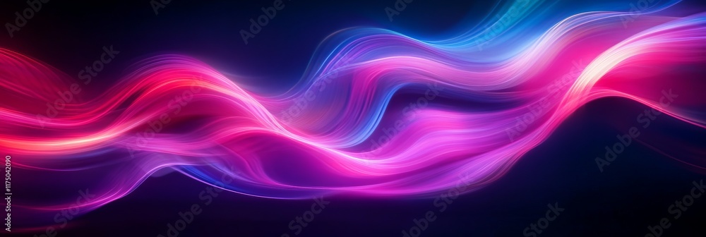 Poster fluid holographic waves in vibrant colors create a dynamic display of light and motion