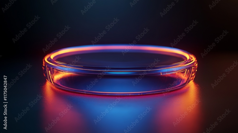 Poster Holographic display with vibrant colors on a dark background showcasing depth and illumination