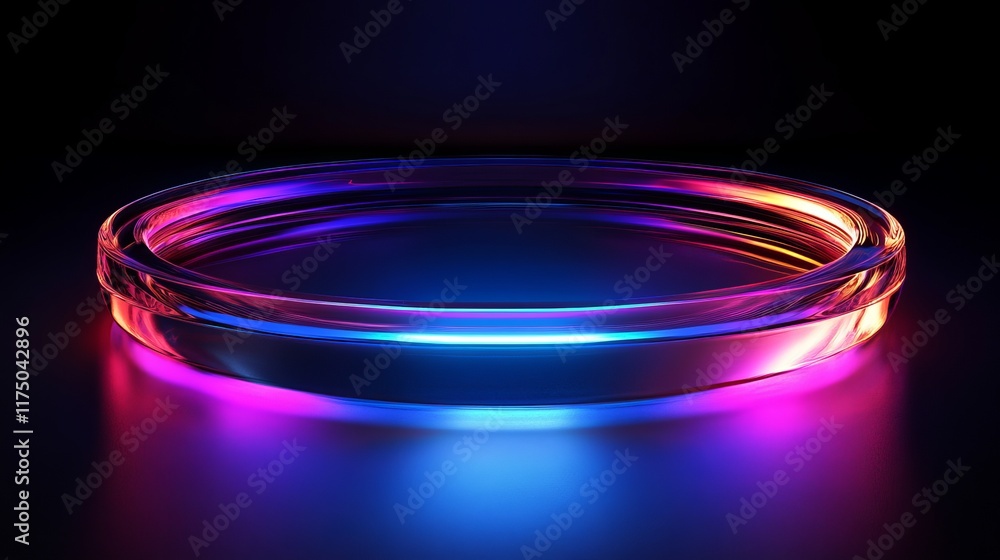 Aufkleber Holographic display with vibrant colors set against a dark background in a modern tech environment
