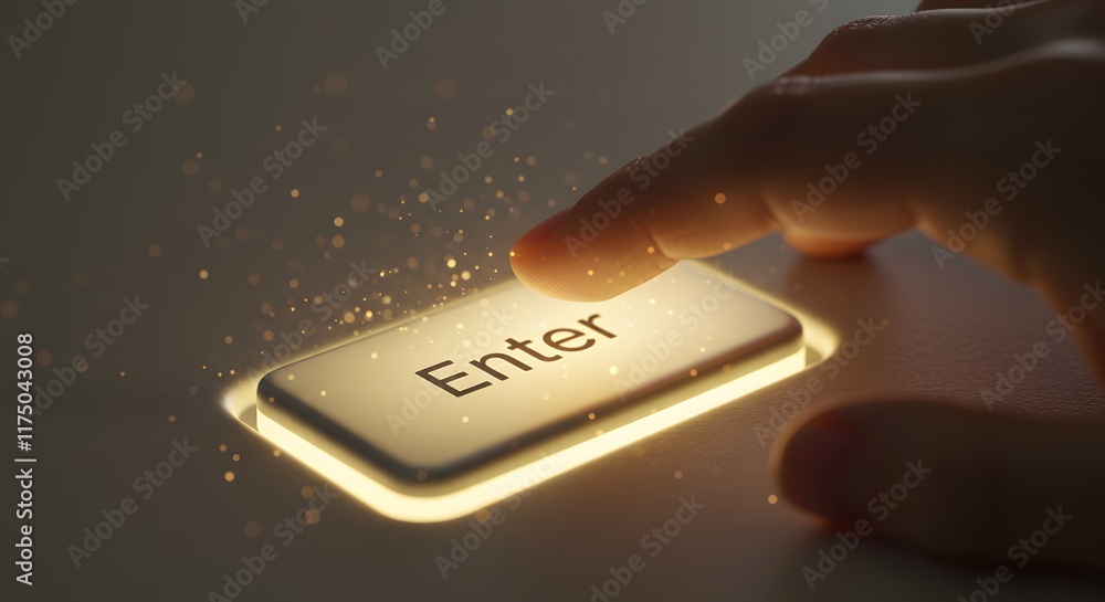 Aufkleber enter key symbolizing technology interaction and digital advancement with sparkling effect showcasin