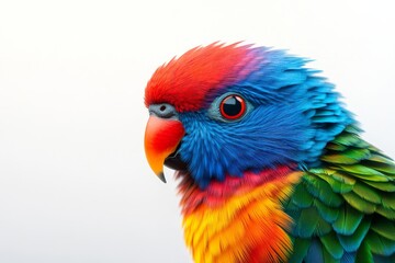 Fototapeta premium Rainbow Lorikeet Profile - Vivid colors, exotic bird, tropical, nature, wildlife. A close-up profile view of a brilliantly colored lorikeet.
