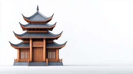 Obraz premium Traditional asian architecture historical site 3d model minimalist setting close-up view cultural heritage