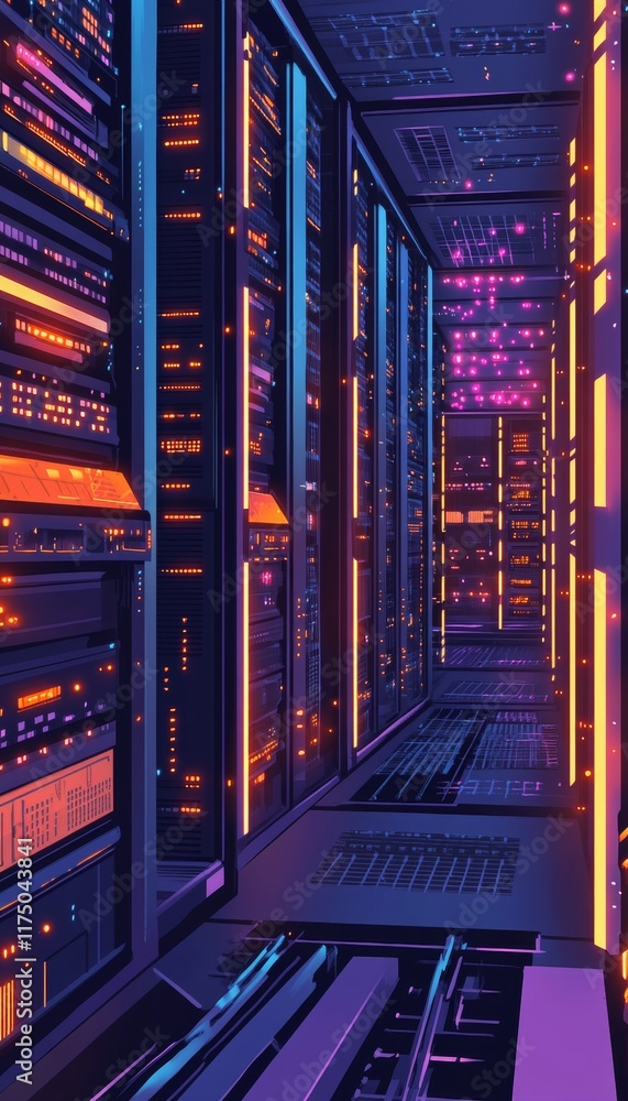 Aufkleber contemporary data center featuring advanced network servers and equipment configuration