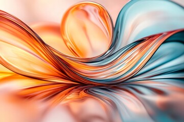 Naklejka premium Abstract Swirling Liquid Waves Orange and Teal Fluid Design Modern Art Background