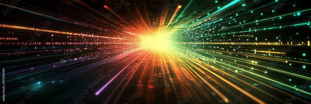 Poster vibrant holographic rays intertwine to create a mesmerizing visual spectacle of light and color