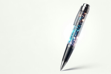 A magic pen with stars inside. Space for text.