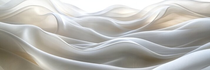 Obraz premium Holographic fabric flows gracefully in soft waves creating an ethereal atmosphere