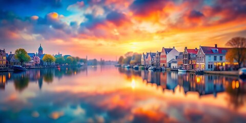 Naklejka premium Pastel Dream: Abstract Tilt-Shift Orange Pink Blue Background
