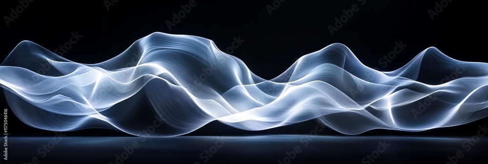 Aufkleber holographic waves creating a dynamic display in a dark environment during a nighttime art exhibition