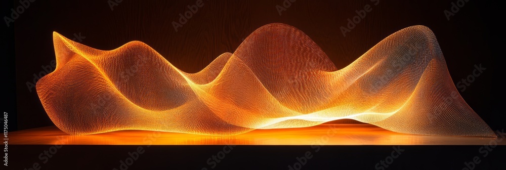 Poster holographic waves create mesmerizing patterns of light and color in a dark environment