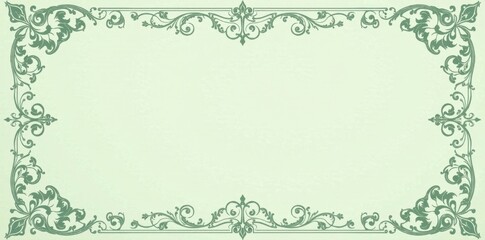 Elegant Green Filigree Frame for Certificates, Invitations, or Announcements with a Vintage Aesthetic