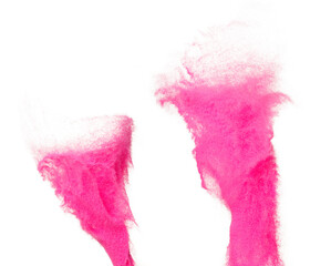 Pink Sand Storm desert with wind blow spin swirl around. Pink sand tornado storm with high wind. Fine Sand circle around, White background Isolated throwing particle element object