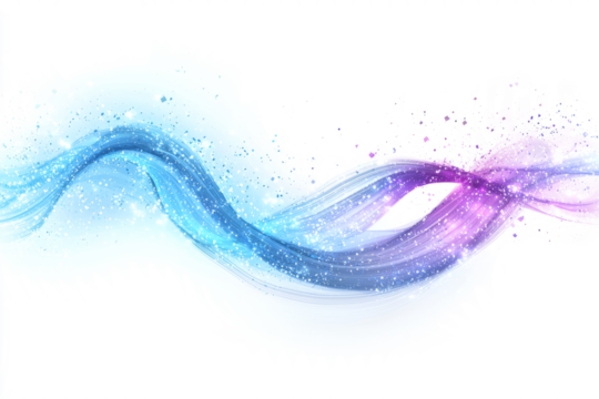 A soft, enchanting aura of blue and purple magical energy, swirling with light and sparkles, on a white background