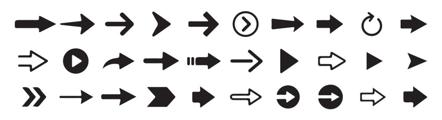 Arrow icon set. Arrow. Cursor. Collection different arrows sign. Black vector arrows icons.Vector illustration eps 10