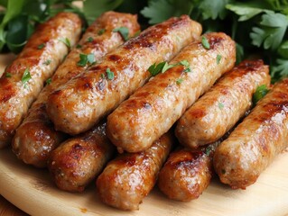 a pile of perfectly browned chicken sausages