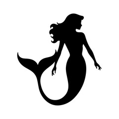 Black Mermaid Silhouette for Custom Art