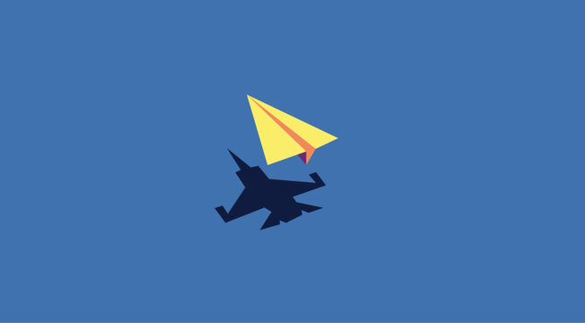 Simple plane shadow reflecting airplane illustration