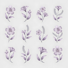 set of decorative floral motifs 