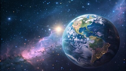 Naklejka premium Earth in Space Vibrant Landscapes Against a Cosmic Backdrop V8